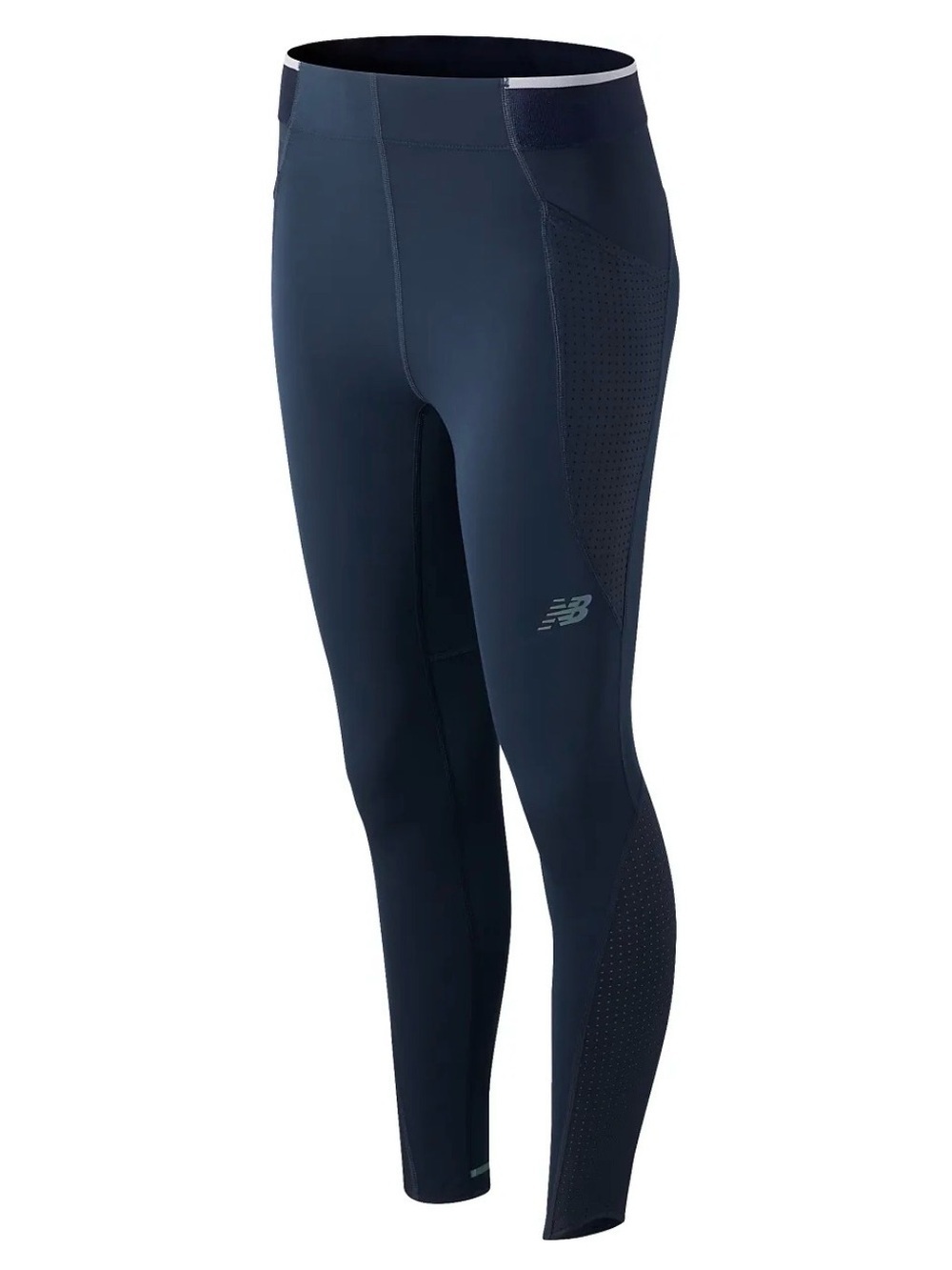 New Balance Navy Performance Running Tights with Reflective Logo
